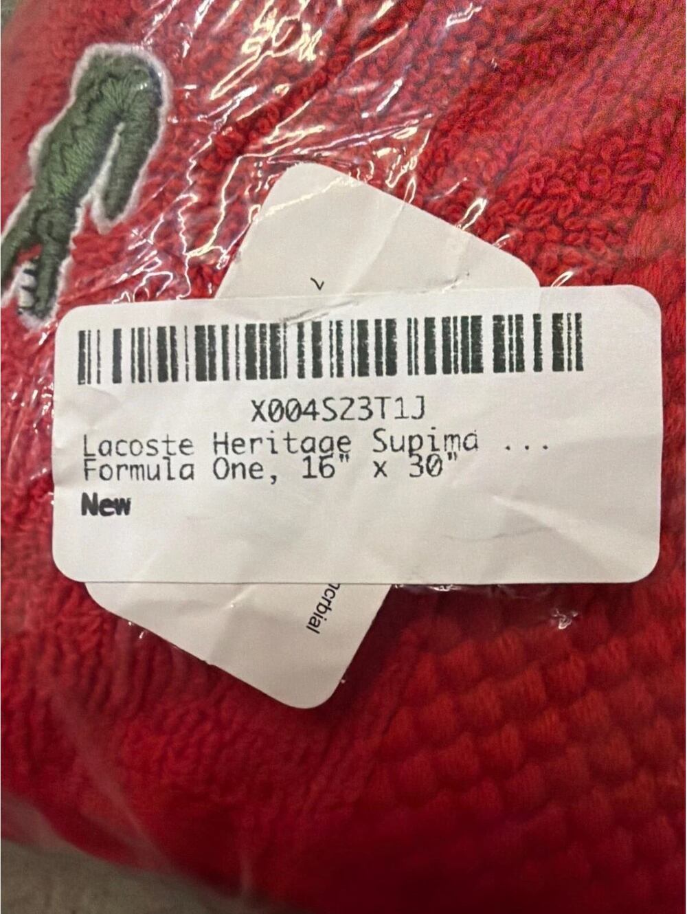 Lacoste Heritage Supima Bath Rug Formula One Red 16x30 Crocodile Logo New